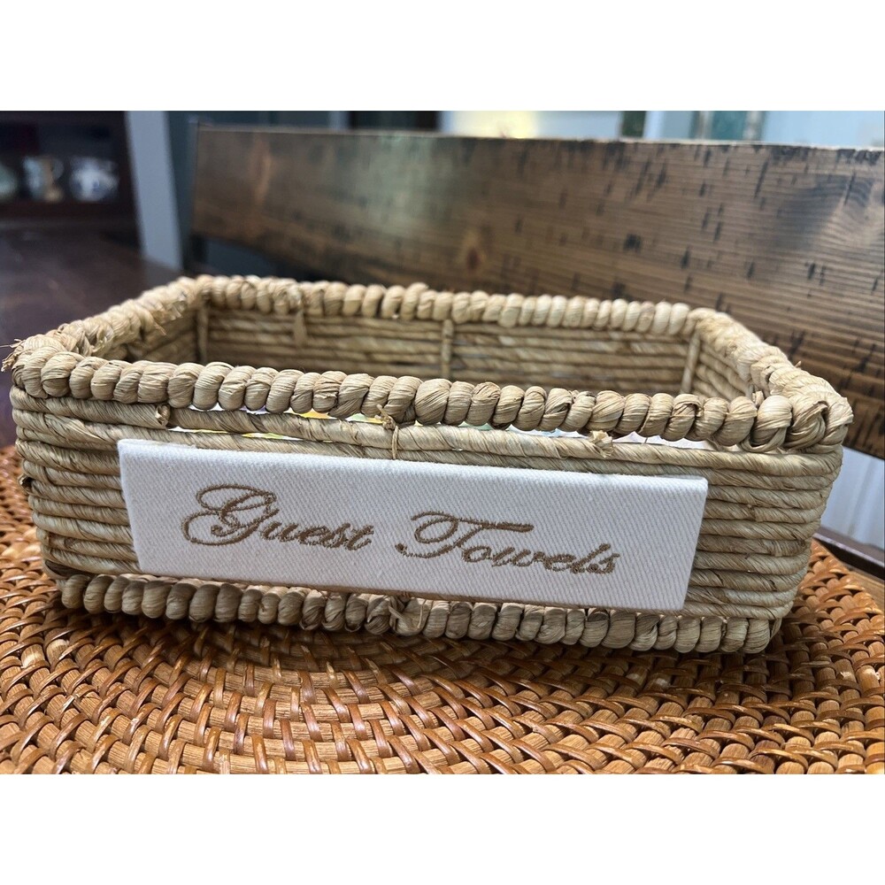 Vintage Wicker Napkin Holder Bathroom Guest Towel Basket